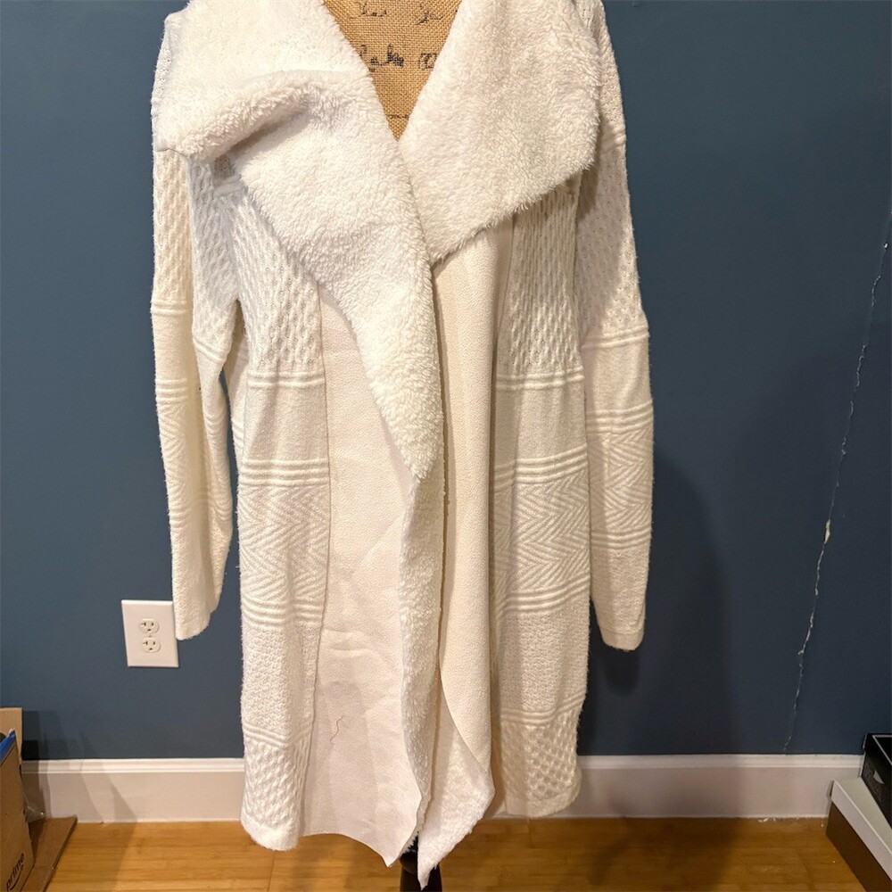 Cato Cardigan Sweater Womens Plus Size 22 Ivory Long Open Front Shawl